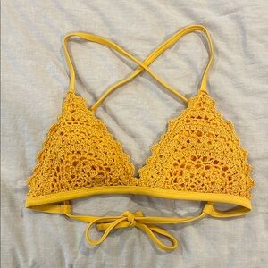 Yellow Macrame Bikini Top